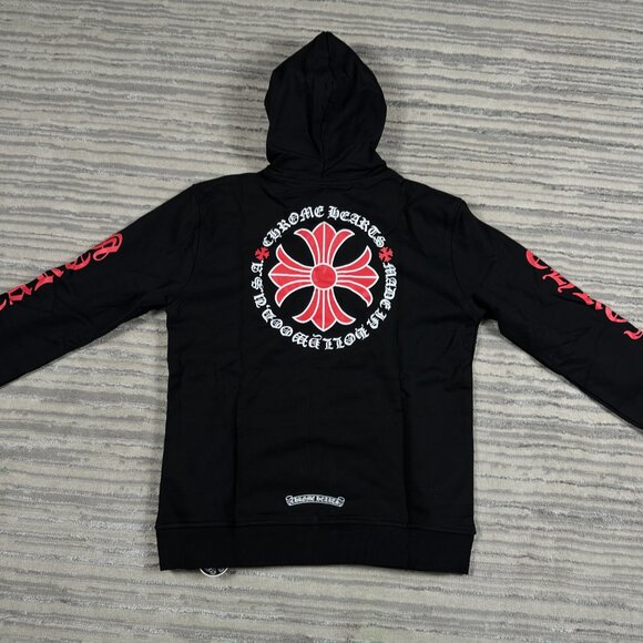 Chrome Hearts Black/ Red Made In Hollywood Zip Up Hoodie Mens Large - Picture 2 of 4